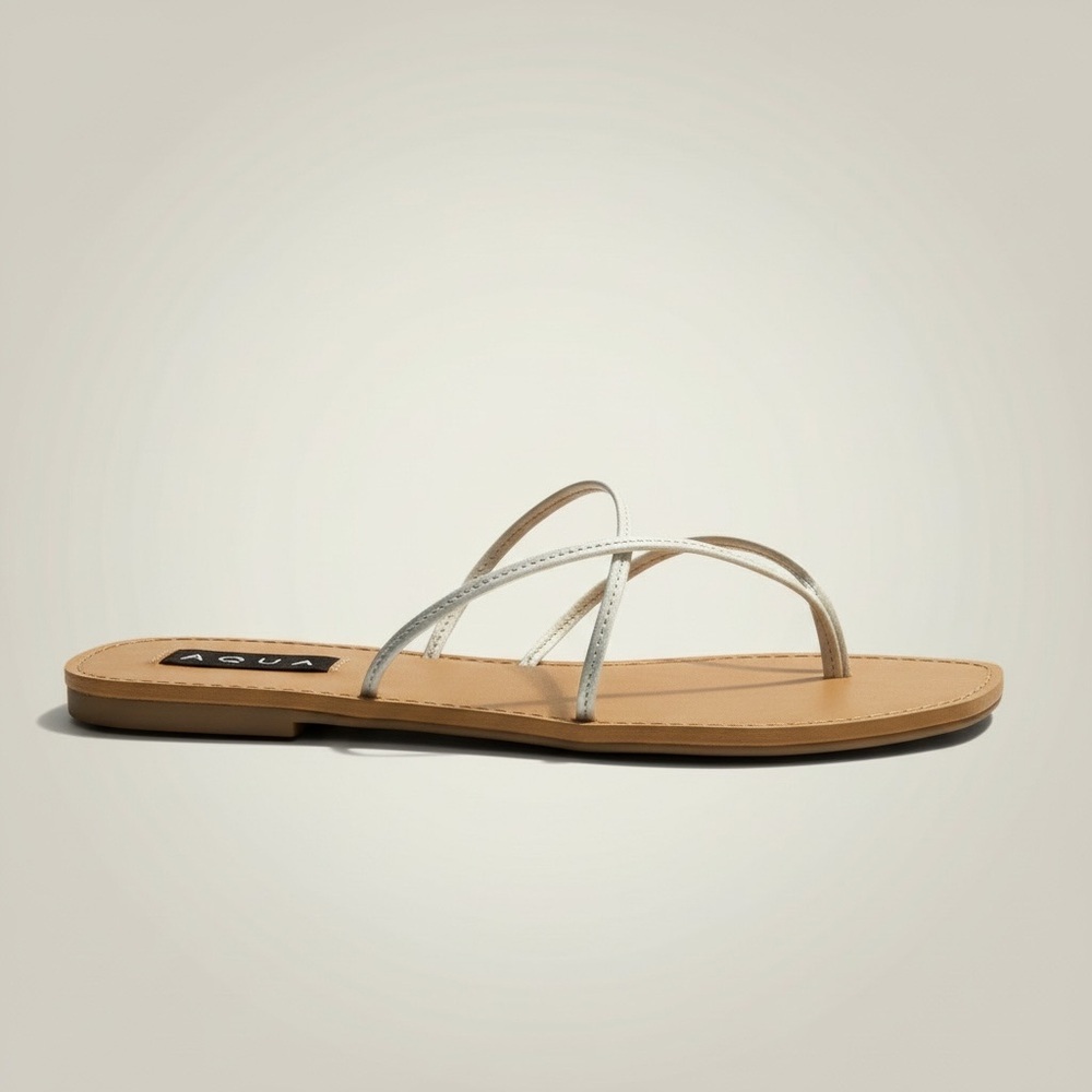 AQUA Zeus White Strappy Flat Sandals NWT Size 8